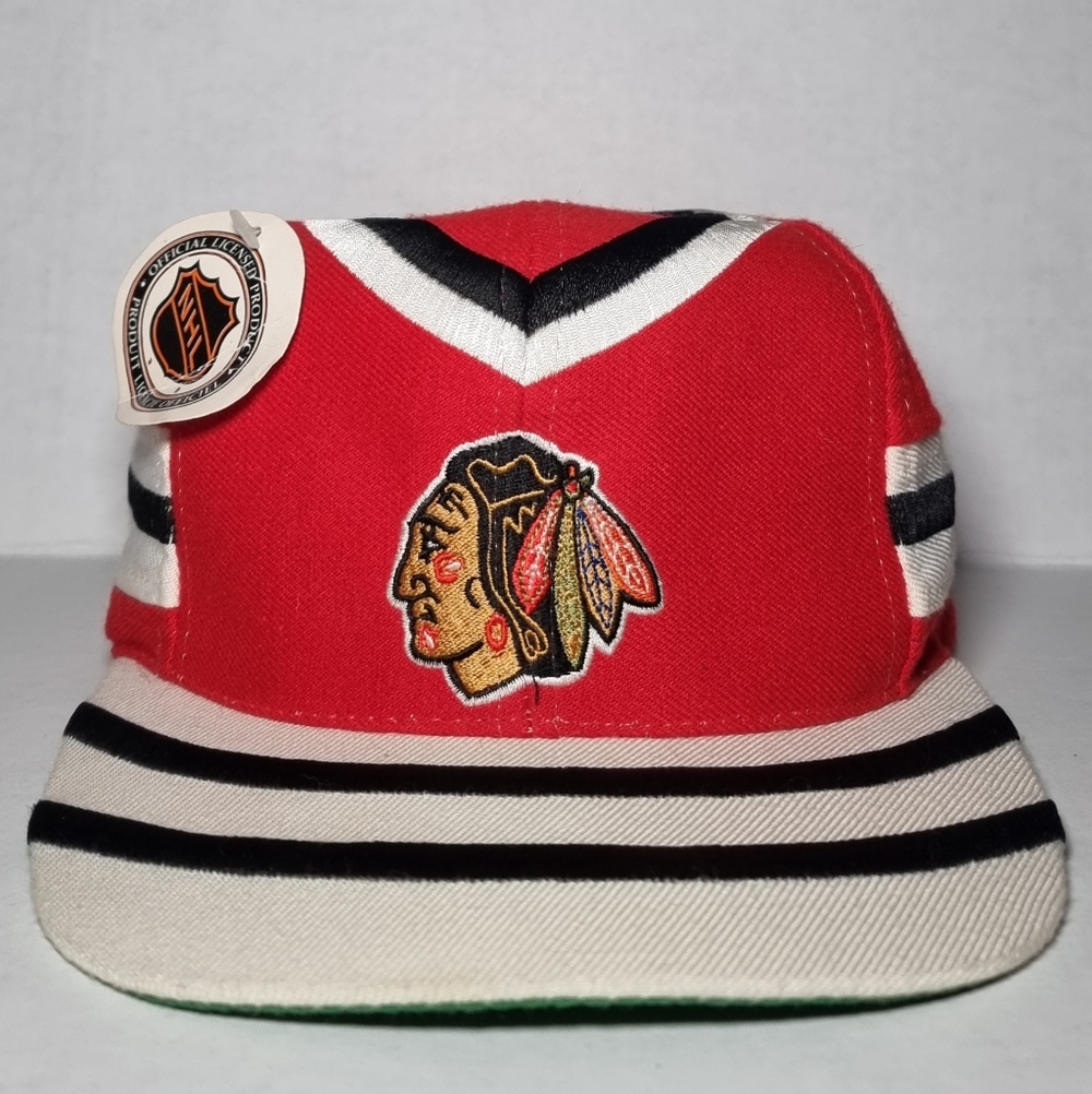 NWT Vintage 90s Chicago Blackhawks Hockey Hat Cap Snapback NHL Wool Blend 🔥